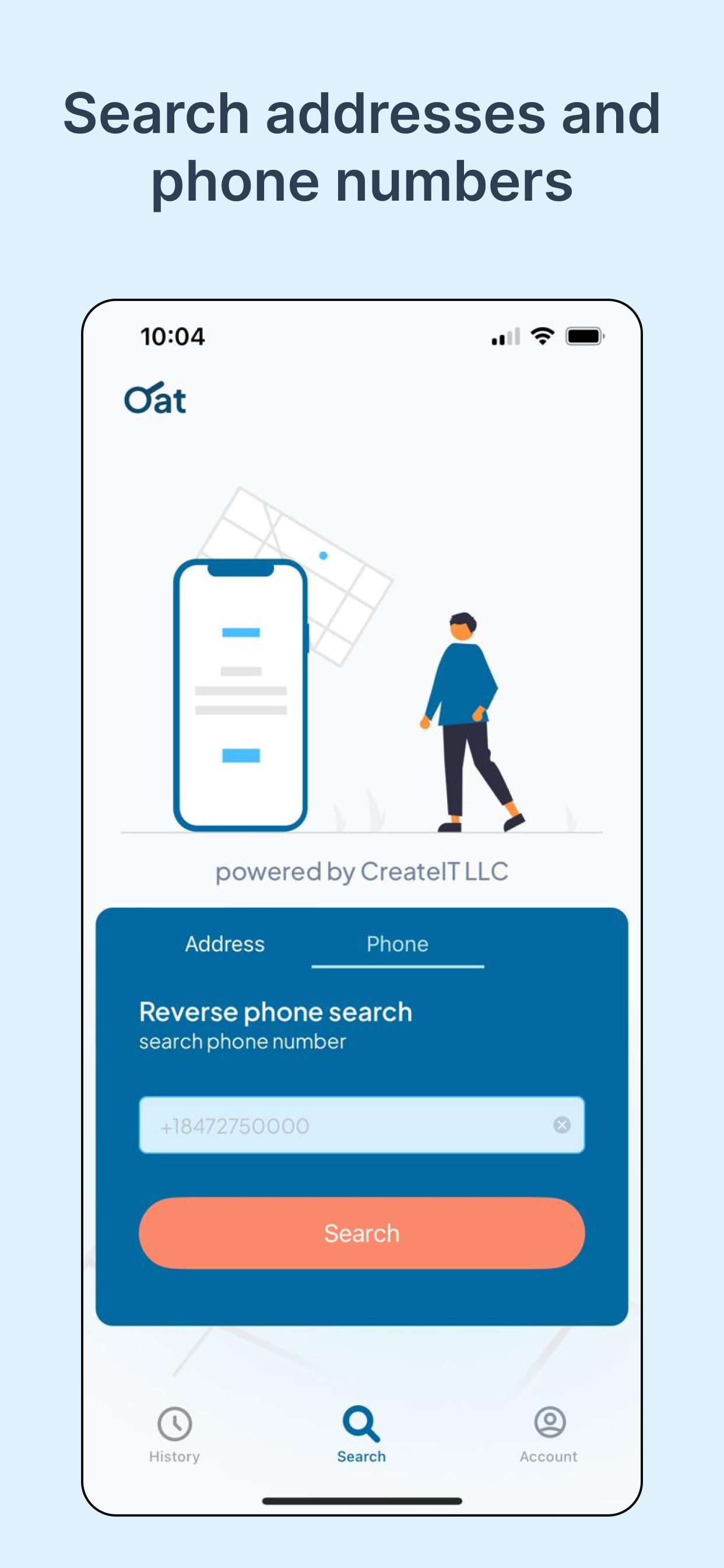 Screenshot of a mobile app reverse phone lookup feature